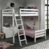 Chambre Enfant 3 Pièces Lit Mezzanine Lit Simple Et Commode 2 Portes Pin Massif Blanc Pino 90/140x200 Cm