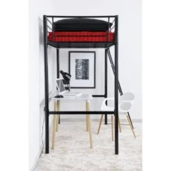 Lit Mezzanine Enfant LEIJONA Avec Sommier - Style Contemporain - En Tubes D'acier Laqués époxy Noir - L 200 X P 98 Cm -Repose Lit Soldes Boutique finlandek lit mezzanine enfant leijona avec sommier style contemporain en tubes d acier laques epoxy noir l 200 x p 98 cm 6957862603099 453459