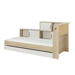 GAMI Lit Enfant Avec Rangements - Décor Blanc/châtaignier - 90 X 200 Cm - ERWAN -Repose Lit Soldes Boutique gami lit enfant avec rangements decor blanc chataignier 90 x 200 cm erwan 3483601065987 995544