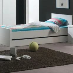 Lit 120x200 Cm Bois Laqué Blanc Lara -Repose Lit Soldes Boutique lit 120x200 cm bois laque blanc lara 5420070207102 690452