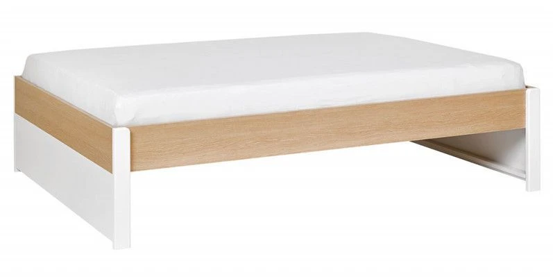 Lit 140x200 Cm Bois Blanc Et Chêne Clair Nomade 3 Lit 140x200 Cm Bois Blanc Et Chêne Clair Nomade