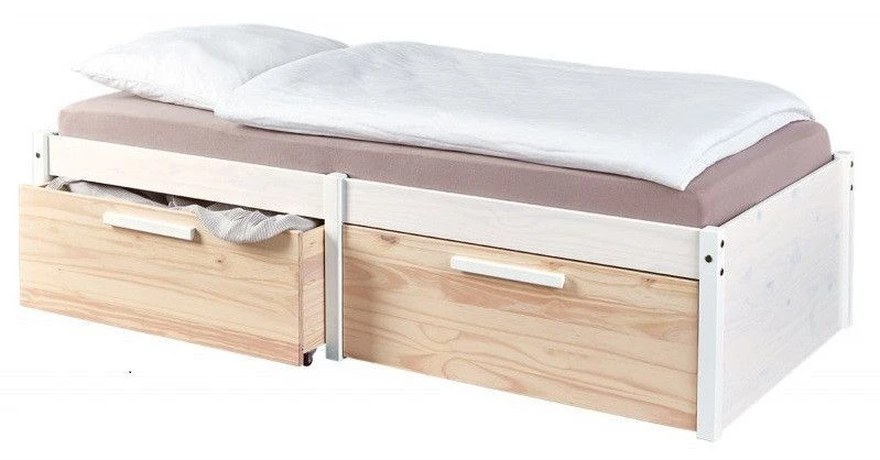 Lit 2 Tiroirs Pin Massif Blanc Et Clair Pipou 3 Lit 2 Tiroirs Pin Massif Blanc Et Clair Pipou