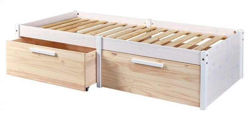 Lit 2 Tiroirs Pin Massif Blanc Et Clair Pipou 5 Lit 2 Tiroirs Pin Massif Blanc Et Clair Pipou – Image 3