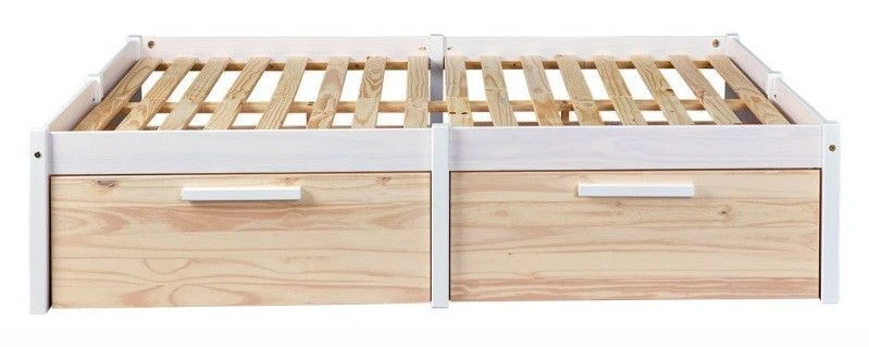 Lit 2 Tiroirs Pin Massif Blanc Et Clair Pipou 6 Lit 2 Tiroirs Pin Massif Blanc Et Clair Pipou – Image 4