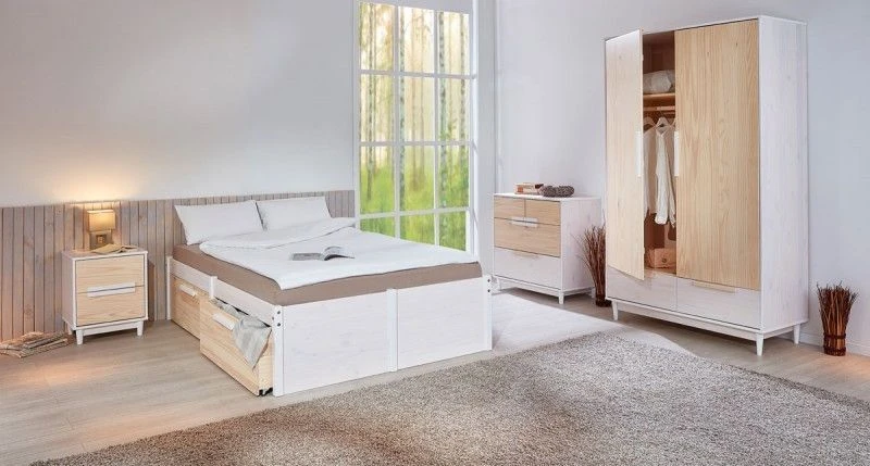 Lit 2 Tiroirs Pin Massif Blanc Et Clair Pipou 8 Lit 2 Tiroirs Pin Massif Blanc Et Clair Pipou – Image 6