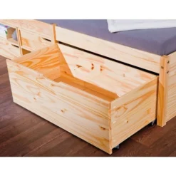 Lit 3 Tiroirs 2 Niches Pin Massif Clair Mura 90x200 Cm -Repose Lit Soldes Boutique lit 3 tiroirs 2 niches pin massif clair farum 4010340346207 402401