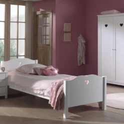 Lit 90x200 Cm Bois Laqué Blanc Cœur 11 Lit 90x200 Cm Bois Laqué Blanc Cœur -Repose Lit Soldes Boutique lit 90x200 cm bois laque blanc c ur 5420070214001 690997