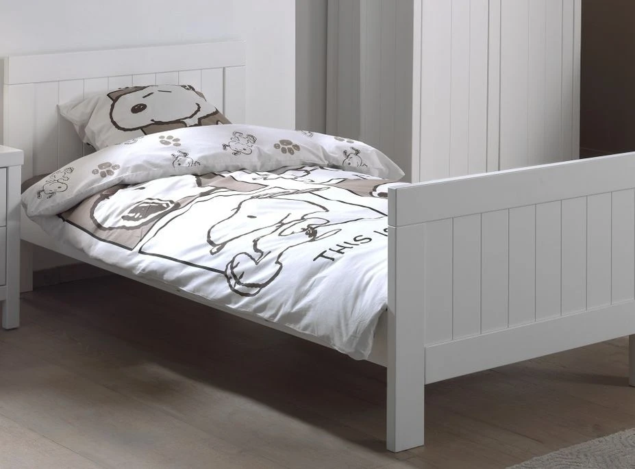 Lit 90x200 Cm Bois Laqué Blanc Lewis 4 Lit 90x200 Cm Bois Laqué Blanc Lewis – Image 2