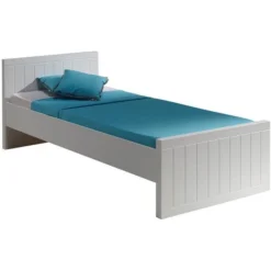 Lit 90x200 Cm Bois Laqué Blanc Robin