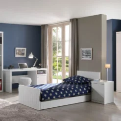 Lit 90x200 Cm Bois Laqué Blanc Robin -Repose Lit Soldes Boutique lit 90x200 cm bois laque blanc robin 5420070207485 690271