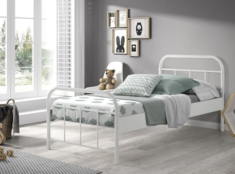 Lit 90x200 Cm Métal Laqué Blanc Boston 4 Lit 90x200 Cm Métal Laqué Blanc Boston – Image 2