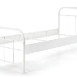 Lit 90x200 Cm Métal Laqué Blanc Boston