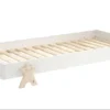 Lit 90x200 Cm Pin Massif Blanc Et Bois Clair Fernando