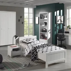 Lit 90x200 Cm Pin Massif Laqué Blanc Erik -Repose Lit Soldes Boutique lit 90x200 cm pin massif laque blanc erik 5420070222860 691626