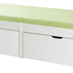 Lit à Tiroirs Pin Massif Blanc Laura 90x200 Cm