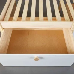 Lit à Tiroirs Pin Massif Clair Et Blanc Wonda 90x200 Cm -Repose Lit Soldes Boutique lit a tiroirs pin massif clair et blanc wilna 90x200 cm 4010340036009 577812