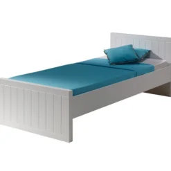 Lit Avec Sommier 90x200 Cm Bois Laqué Blanc Robin