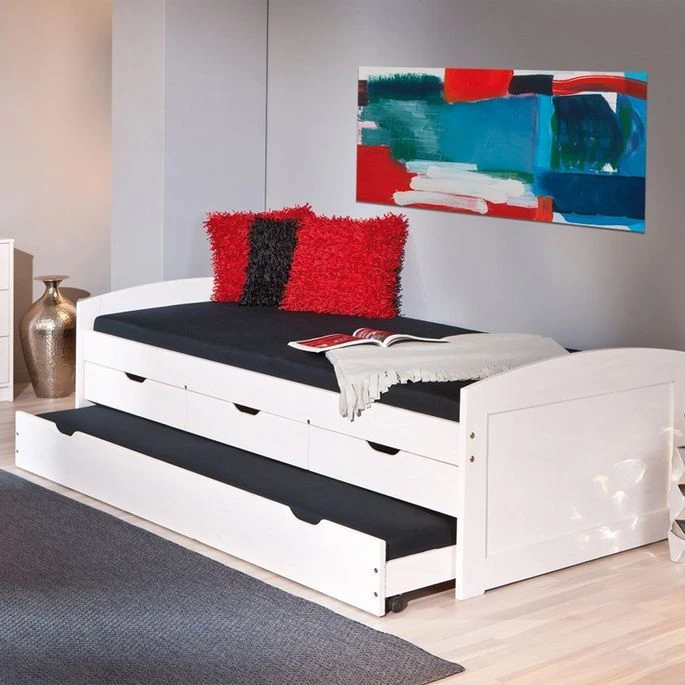 Lit Banquette 4 Tiroirs Pin Massif Blanc Zara 90x200 Cm 9 Lit Banquette 4 Tiroirs Pin Massif Blanc Zara 90x200 Cm – Image 7