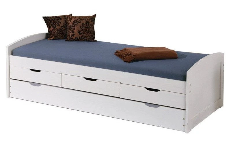 Lit Banquette 4 Tiroirs Pin Massif Blanc Zara 90x200 Cm 4 Lit Banquette 4 Tiroirs Pin Massif Blanc Zara 90x200 Cm – Image 2