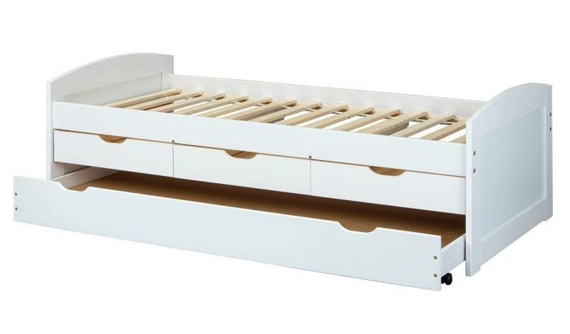 Lit Banquette 4 Tiroirs Pin Massif Blanc Zara 90x200 Cm 5 Lit Banquette 4 Tiroirs Pin Massif Blanc Zara 90x200 Cm – Image 3