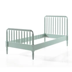 Lit Bois Laqué Vert Menthe Alissa 90x200 Cm