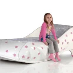 Lit Chaussure Pour Fille Blanc Flocon Rose 90x190 Cm