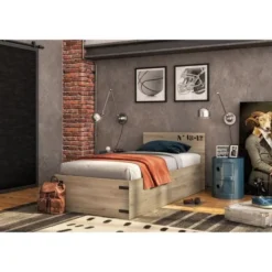 Lit Coffre Enfant - Décor Chene Kronberg - Sommier Inclus - 90x200 Cm - CARGO -Repose Lit Soldes Boutique lit coffre enfant decor chene kronberg sommier inclus 90x200 cm cargo 3605095716835 535708