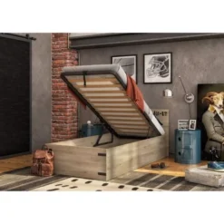 Lit Coffre Enfant - Décor Chene Kronberg - Sommier Inclus - 90x200 Cm - CARGO -Repose Lit Soldes Boutique lit coffre enfant decor chene kronberg sommier inclus 90x200 cm cargo 3605095716835 535709