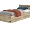Lit Coffre Enfant - Décor Chene Kronberg - Sommier Inclus - 90x200 Cm - CARGO
