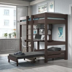 Lit Combiné Avec Fauteuil Pin Massif Taupe Pino 90x200 Cm -Repose Lit Soldes Boutique lit combine avec fauteuil pin massif taupe pino 90x200 cm 5420070214544 269454