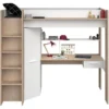 Lit Combiné Mezzanine Enfant - Décor Chêne Et Blanc - Sommier Inclus - 90 X 200 Cm -Repose Lit Soldes Boutique lit combine mezzanine enfant decor chene et blanc sommier inclus 90 x 200 cm 3480940296881 1426508