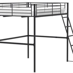 Lit Double Mezzanine En Métal Noir Optak 140x190 Cm