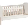 Lit Enfant 70x140 Cm Bois Laqué Blanc Et Pieds Pin Massif Clair Kiddy