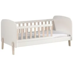 Lit Enfant 70x140 Cm Bois Laqué Blanc Et Pieds Pin Massif Clair Kiddy -Repose Lit Soldes Boutique lit enfant 70x140 cm bois laque blanc et pieds pin massif clair kiddy 5420070235525 691949