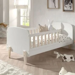 Lit Enfant 70x140 Cm Bois Laqué Blanc Et Pieds Pin Massif Clair Kiddy -Repose Lit Soldes Boutique lit enfant 70x140 cm bois laque blanc et pieds pin massif clair kiddy 5420070235525 691950