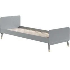 Lit Enfant 90x200 Cm Avec Sommier Bois Gris Satiné Funy