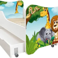 Lit Enfant à Tiroir Et Matelas 70x140 Cm Africa