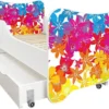Lit Enfant à Tiroir Et Matelas 70x140 Cm Fleurs