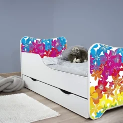 Lit Enfant à Tiroir Et Matelas 70x140 Cm Fleurs -Repose Lit Soldes Boutique lit enfant a tiroir et matelas 70x140 cm fleurs 5902533410330 569596