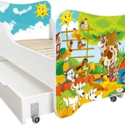 Lit Enfant à Tiroir Et Matelas 70x140 Cm La Ferme