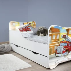 Lit Enfant à Tiroir Et Matelas 70x140 Cm Pompier -Repose Lit Soldes Boutique lit enfant a tiroir et matelas 70x140 cm pompier 5902533410279 569774