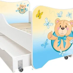 Lit Enfant à Tiroir Et Matelas 70x140 Cm Teddu Bear