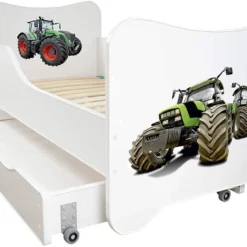 Lit Enfant à Tiroir Et Matelas 70x140 Cm Tracteur