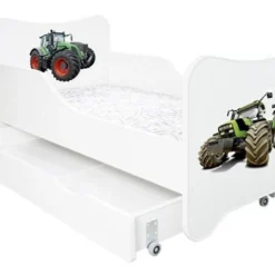 Lit Enfant à Tiroir Et Matelas Tracteur 80x160