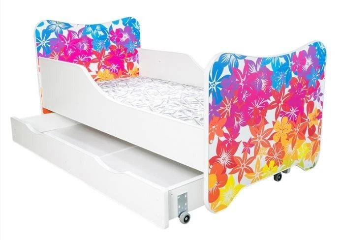 Lit Enfant à Tiroir Fleurs 80x160 3 Lit Enfant à Tiroir Fleurs 80x160