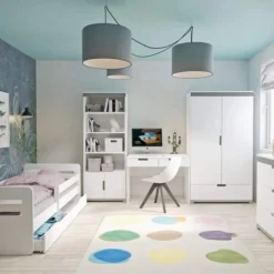Lit Enfant Avec Barrière De Sécurité Amovible Blanc Et Gris Moly -Repose Lit Soldes Boutique lit enfant avec barriere de securite amovible blanc et gris moly 3666722174671 1223608