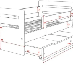 Lit Enfant Avec Barrière De Sécurité Amovible Blanc Et Gris Moly -Repose Lit Soldes Boutique lit enfant avec barriere de securite amovible blanc et gris moly 3666722174671 1223610