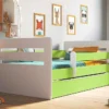 Lit Enfant Avec Barrière De Sécurité Amovible Blanc Et Vert Moly -Repose Lit Soldes Boutique lit enfant avec barriere de securite amovible blanc et vert moly 3666722174466 1223626