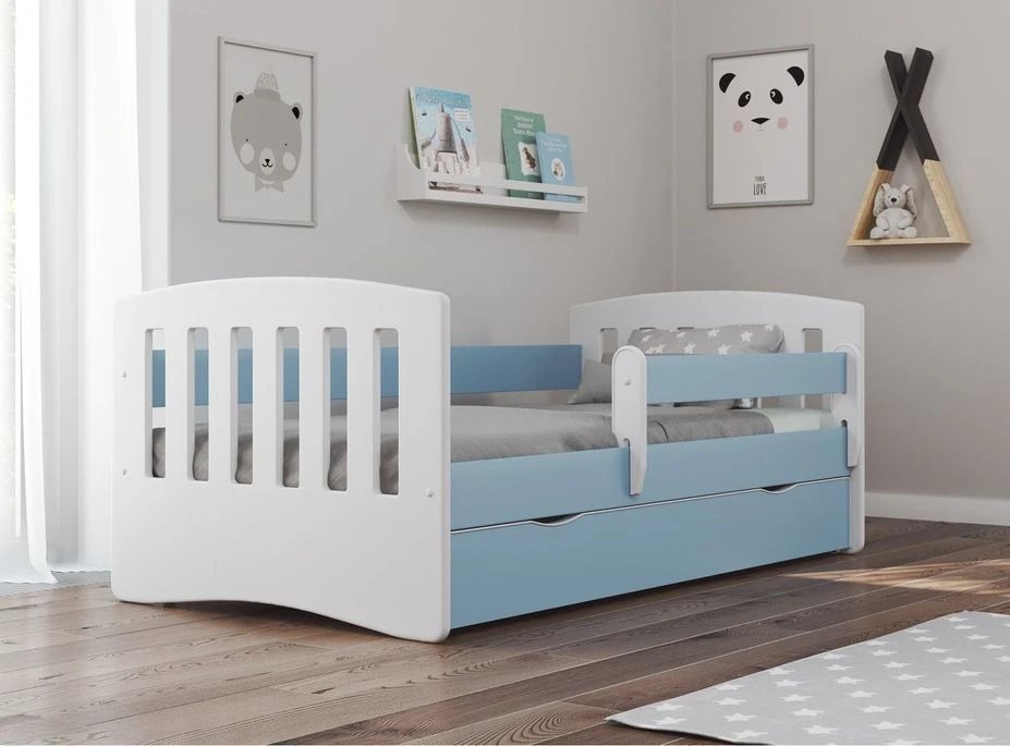 Lit Enfant Avec Barrière De Sécurité Amovible Bleu Klaky 3 Lit Enfant Avec Barrière De Sécurité Amovible Bleu Klaky