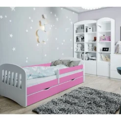 Lit Enfant Avec Barrière De Sécurité Amovible Rose Klaky -Repose Lit Soldes Boutique lit enfant avec barriere de securite amovible rose klaky 3666722173971 1223768